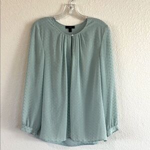 J. Crew Sea-foam Green Swiss Polka Dot Pleated Blouse with Peter Pan Collar Sz 8
